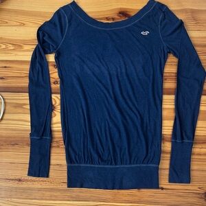 Hollister Women's Dark Blue Long Sleeve cotton shirt Y2K vintage size Sm